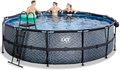 Bazén s krytom pieskovou filtráciou a tepelným čerpadlom Stone pool Exit Toys kruhový oceľová konštrukcia 488*122 cm šedý od 6 rokov
