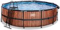 Bazén s krytom pieskovou filtráciou a tepelným čerpadlom Wood pool Exit Toys kruhový oceľová konštrukcia 488*122 cm hnedý od 6 rokov