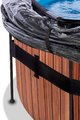Bazén s krytom pieskovou filtráciou a tepelným čerpadlom Wood pool Exit Toys kruhový oceľová konštrukcia 488*122 cm hnedý od 6 rokov
