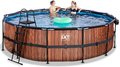 Bazén s krytom pieskovou filtráciou a tepelným čerpadlom Wood pool Exit Toys kruhový oceľová konštrukcia 488*122 cm hnedý od 6 rokov