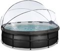 Bazén s krytom pieskovou filtráciou a tepelným čerpadlom Black Leather pool Exit Toys kruhový oceľová konštrukcia 488*122 cm čierny od 6 rokov