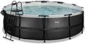 Bazén s krytom pieskovou filtráciou a tepelným čerpadlom Black Leather pool Exit Toys kruhový oceľová konštrukcia 488*122 cm čierny od 6 rokov