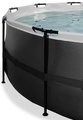 Bazén s krytom pieskovou filtráciou a tepelným čerpadlom Black Leather pool Exit Toys kruhový oceľová konštrukcia 488*122 cm čierny od 6 rokov