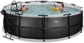 Bazén s krytom pieskovou filtráciou a tepelným čerpadlom Black Leather pool Exit Toys kruhový oceľová konštrukcia 488*122 cm čierny od 6 rokov