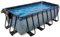 Bazén s krytom pieskovou filtráciou a tepelným čerpadlom Stone pool Exit Toys oceľová konštrukcia 400*200*122 cm šedý od 6 rokov