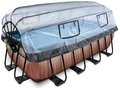 Bazén s krytom pieskovou filtráciou a tepelným čerpadlom Wood pool Exit Toys oceľová konštrukcia 400*200*122 cm hnedý od 6 rokov