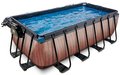 Bazén s krytom pieskovou filtráciou a tepelným čerpadlom Wood pool Exit Toys oceľová konštrukcia 400*200*122 cm hnedý od 6 rokov