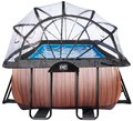 Bazén s krytom pieskovou filtráciou a tepelným čerpadlom Wood pool Exit Toys oceľová konštrukcia 400*200*122 cm hnedý od 6 rokov