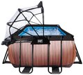 Bazén s krytom pieskovou filtráciou a tepelným čerpadlom Wood pool Exit Toys oceľová konštrukcia 400*200*122 cm hnedý od 6 rokov