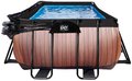 Bazén s krytom pieskovou filtráciou a tepelným čerpadlom Wood pool Exit Toys oceľová konštrukcia 400*200*122 cm hnedý od 6 rokov