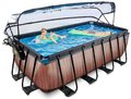 Bazén s krytom pieskovou filtráciou a tepelným čerpadlom Wood pool Exit Toys oceľová konštrukcia 400*200*122 cm hnedý od 6 rokov