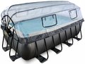 Bazén s krytom pieskovou filtráciou a tepelným čerpadlom Black Leather pool Exit Toys oceľová konštrukcia 400*200*122 cm čierny od 6 rokov