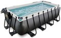 Bazén s krytom pieskovou filtráciou a tepelným čerpadlom Black Leather pool Exit Toys oceľová konštrukcia 400*200*122 cm čierny od 6 rokov