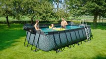 Bazén s krytom pieskovou filtráciou a tepelným čerpadlom Stone pool Exit Toys oceľová konštrukcia 540*250*122 cm šedý od 6 rokov
