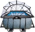 Bazén s krytom pieskovou filtráciou a tepelným čerpadlom Stone pool Exit Toys oceľová konštrukcia 540*250*122 cm šedý od 6 rokov