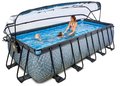 Bazén s krytom pieskovou filtráciou a tepelným čerpadlom Stone pool Exit Toys oceľová konštrukcia 540*250*122 cm šedý od 6 rokov