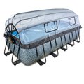 Bazén s krytom pieskovou filtráciou a tepelným čerpadlom Stone pool Exit Toys oceľová konštrukcia 540*250*122 cm šedý od 6 rokov