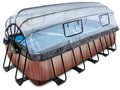 Bazén s krytom pieskovou filtráciou a tepelným čerpadlom Wood pool Exit Toys oceľová konštrukcia 540*250*122 cm hnedý od 6 rokov
