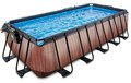 Bazén s krytom pieskovou filtráciou a tepelným čerpadlom Wood pool Exit Toys oceľová konštrukcia 540*250*122 cm hnedý od 6 rokov