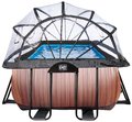 Bazén s krytom pieskovou filtráciou a tepelným čerpadlom Wood pool Exit Toys oceľová konštrukcia 540*250*122 cm hnedý od 6 rokov