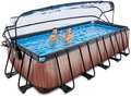 Bazén s krytom pieskovou filtráciou a tepelným čerpadlom Wood pool Exit Toys oceľová konštrukcia 540*250*122 cm hnedý od 6 rokov
