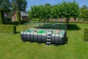 Bazén s krytom pieskovou filtráciou a tepelným čerpadlom Black Leather pool Exit Toys oceľová konštrukcia 540*250*122 cm čierny od 6 rokov
