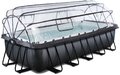 Bazén s krytom pieskovou filtráciou a tepelným čerpadlom Black Leather pool Exit Toys oceľová konštrukcia 540*250*122 cm čierny od 6 rokov