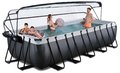 Bazén s krytom pieskovou filtráciou a tepelným čerpadlom Black Leather pool Exit Toys oceľová konštrukcia 540*250*122 cm čierny od 6 rokov