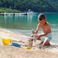 Vedro set s krhlou Mušľa Beach Écoiffier s lopatkou hrabličkami a formičkou (výška 17 cm) 6 dielov od 18 mes
