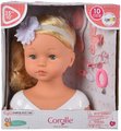 Kadernícka hlava na česanie Styling Head Corolle s krásne jemnými blond vláskami 25 cm a 10 doplnkov