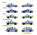 Mașinuțe Poliție Tune It Safe Giftpack Majorette set metalic de 5 tipuri în ambalaj cadou, lungime 7,5 cm, 1:64
