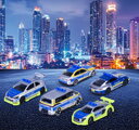 Mașinuțe Poliție Tune It Safe Giftpack Majorette set metalic de 5 tipuri în ambalaj cadou, lungime 7,5 cm, 1:64
