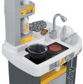 Kuchyňka Tefal Studio Smoby elektronická se zvuky, se sodou, opečenými potravinami a 27 doplňky žluto-šedá