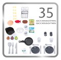 Kuchynka so zvukom a svetlom Tech Edition Kitchen Smoby s funkčnými spotrebičmi a potravinami a 35 doplnkov 100 cm výška/51 cm pult