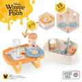 Piknikový košík a stolík 2v1 Winnie the Pooh Picnic Basket Smoby s obedovou súpravou 15 doplnkov od 18 mes