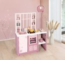 Kuchynka elektronická s magickými cestovinami Loft Fleur Pink 360° Smoby ružová so zvukom obojstranná s 27 doplnkami 50 cm pracovná doska