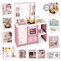 Kuchynka elektronická s magickými cestovinami Loft Fleur Pink 360° Smoby ružová so zvukom obojstranná s 27 doplnkami 50 cm pracovná doska