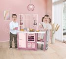 Kuchynka elektronická s magickými cestovinami Loft Fleur Pink 360° Smoby ružová so zvukom obojstranná s 27 doplnkami 50 cm pracovná doska