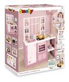 Kuchynka elektronická s magickými cestovinami Loft Fleur Pink 360° Smoby ružová so zvukom obojstranná s 27 doplnkami 50 cm pracovná doska