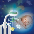 Hudobný kolotoč nad postieľku 3in1 Projector Musical Mobile Infantino s projektorom a nočným svetlom zelený od 0 mes