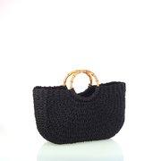 Geantă tricotată de damă din rafie sintetică Kbas negru KB318814N