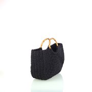 Geantă tricotată de damă din rafie sintetică Kbas negru KB318814N