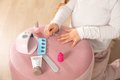 Manikúra s elektronickou UV lampou My Beauty Nail Set Smoby s pilníkom krémom a dva gél laky na nechty