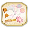 Kaderníčka s elektronickým sušičom na vlasy Princezné Disney Hair Set Smoby s 2 nadstavcami a zrkadlo a doplnkami