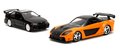 Autíčka Honda Civic Coupe a Han´s Mazda RX-7 Fast & Furious Twin Pack Jada kovové s otvárateľnými dverami dĺžka 13 cm 1:32