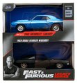 Autíčka Chevrolet Camaro 1969 a Dodge Charger Wide Body 1968 Fast & Furious Twin Pack Jada kovové s otvárateľnými dverami dĺžka 13 cm 1:32