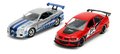 Autíčka Mitsubishi Lancer Evolution IX a Nissan Skyline GTR R34 Fast & Furious Twin Pack Jada kovové s otvárateľnými dverami dĺžka 13 cm 1:32
