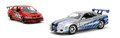 Autíčka Mitsubishi Lancer Evolution IX a Nissan Skyline GTR R34 Fast & Furious Twin Pack Jada kovové s otvárateľnými dverami dĺžka 13 cm 1:32