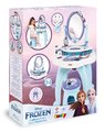 Kozmetický stolík a taburetka Frozen Hairdresser 2in1 Smoby so zrkadielkom a 10 doplnkov