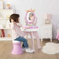 Kozmetický stolík Disney Princess 2in1 Hairdresser Smoby a stolička s 10 skrášľovacími doplnkami 94 cm výška